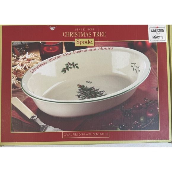 Spode Other - Spode Christmas Tree Sentiment Oval Rim Dish 12.75" Warms Our Hearts & Homes NIB